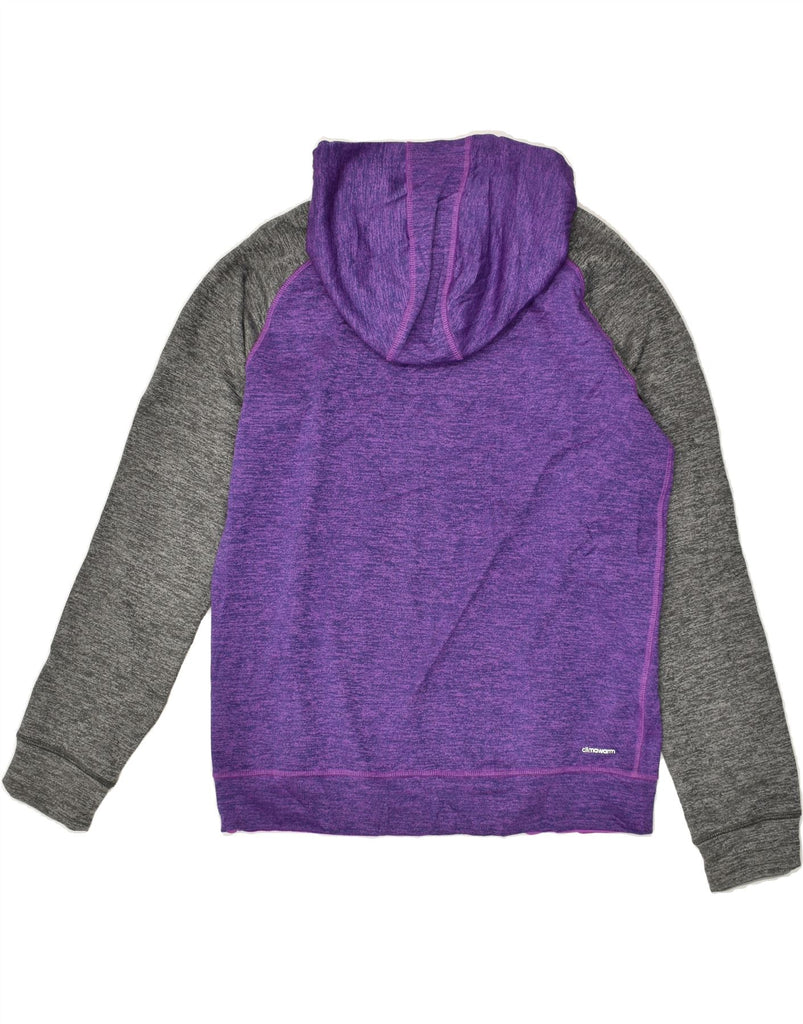 ADIDAS Womens Hoodie Jumper UK 12 -14 Medium Purple Colourblock Polyester | Vintage Adidas | Thrift | Second-Hand Adidas | Used Clothing | Messina Hembry 