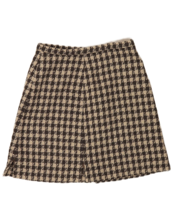 Vintage Womens A-Line Skirt W32 Large Beige Check
