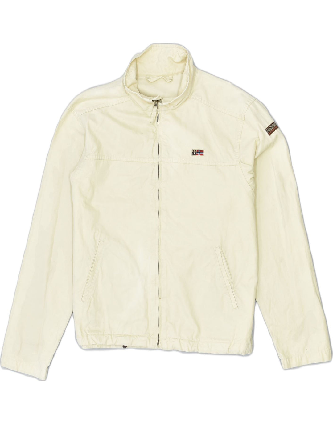 NAPAPIJRI Mens Bomber Jacket UK 42 XL Off White Cotton Vintage Napapijri and Second-Hand Napapijri from Messina Hembry 