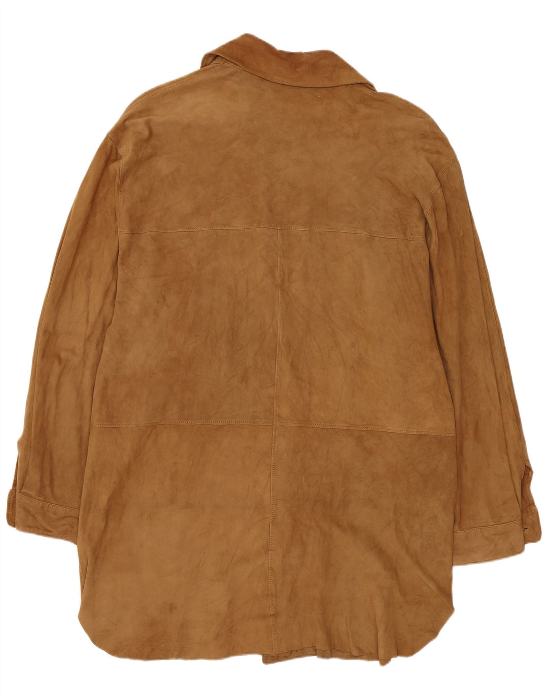 Vintage Womens Suede Overcoat IT 42 Medium Beige Leather