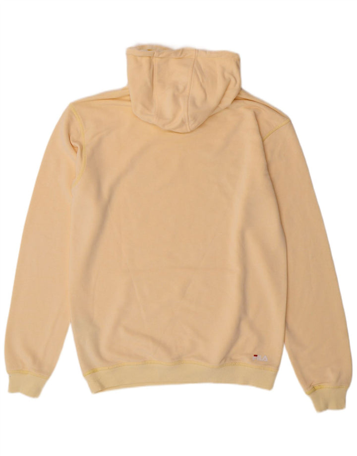 FILA Mens Graphic Hoodie Jumper Small Yellow Cotton