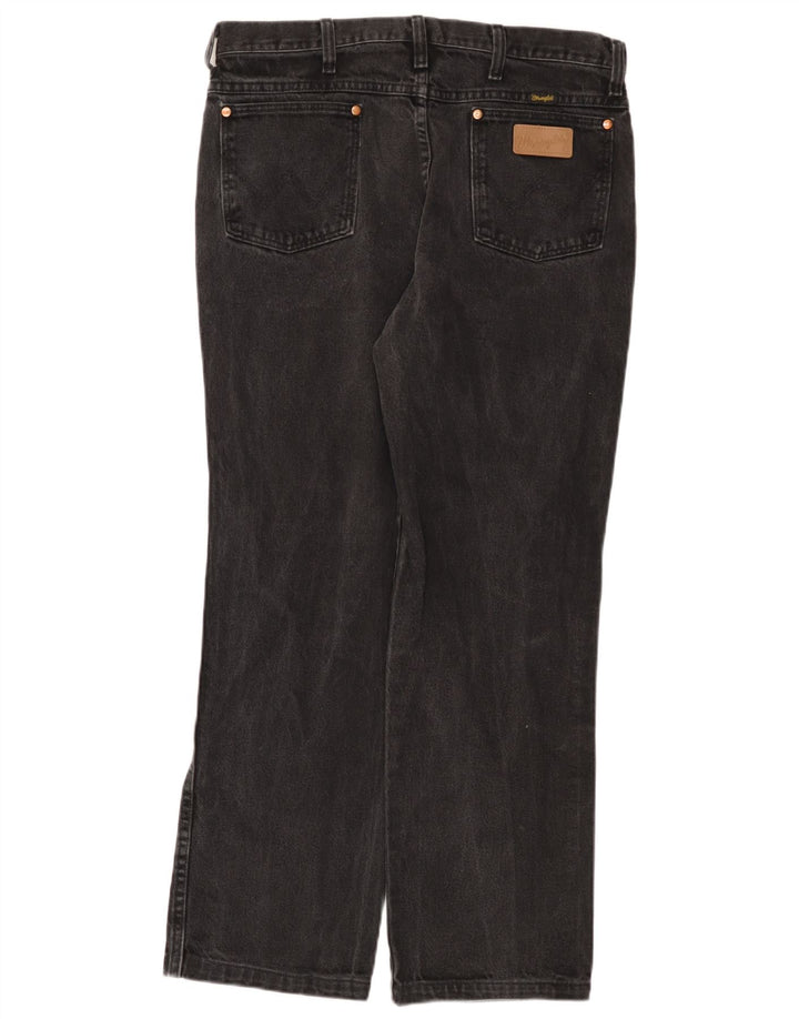 Wrangler Mens Straight Jeans W34 L29 Black Cotton