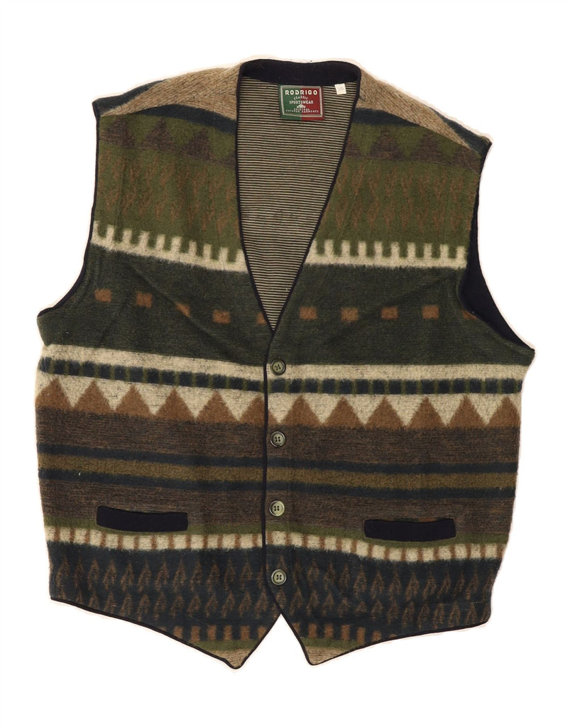 RODRIGO Mens Waistcoat IT 50 Medium Green Striped Wool Vintage Rodrigo and Second-Hand Rodrigo from Messina Hembry 