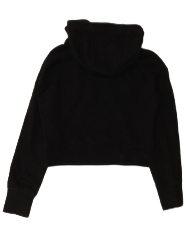 Nike Girls Graphic Crop Hoodie Jumper 10-11 Years Medium Black Cotton