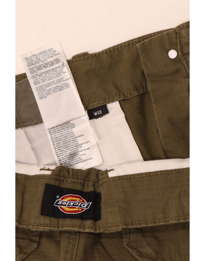 Dickies Mens Straight Cargo Trousers W32 L31 Khaki Check Polyester