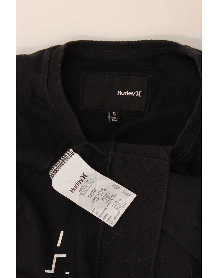 Hurley Womens Oversized Crop Graphic Sweatshirt Jumper UK 10 Small Black
