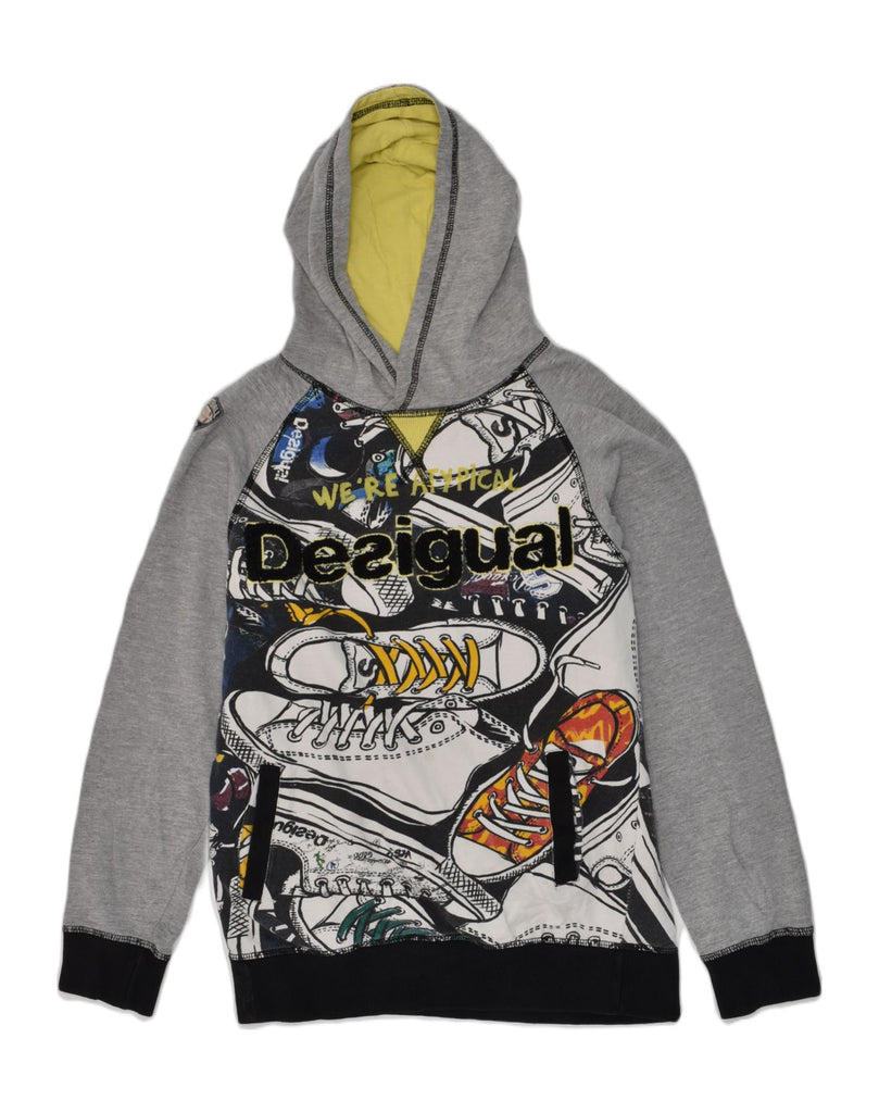 DESIGUAL Boys Crazy Pattern Hoodie Jumper 11-12 Years Grey Cotton | Vintage Desigual | Thrift | Second-Hand Desigual | Used Clothing | Messina Hembry 