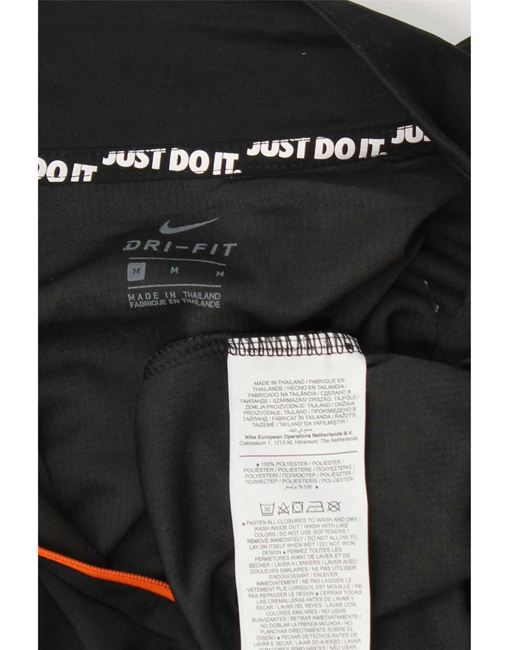 Nike Womens Zip Neck Pullover Tracksuit Top UK 14 Medium Black Colourblock