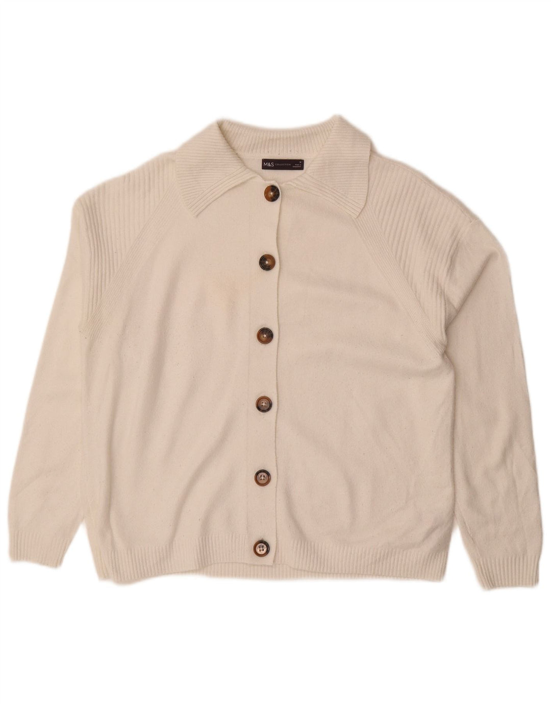 Marks & Spencer Womens Loose Fit Cardigan Sweater UK 14 Medium White