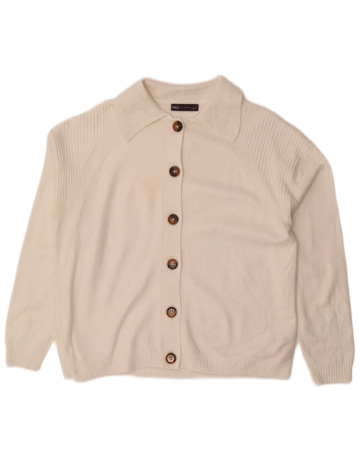 Marks & Spencer Womens Loose Fit Cardigan Sweater UK 14 Medium White