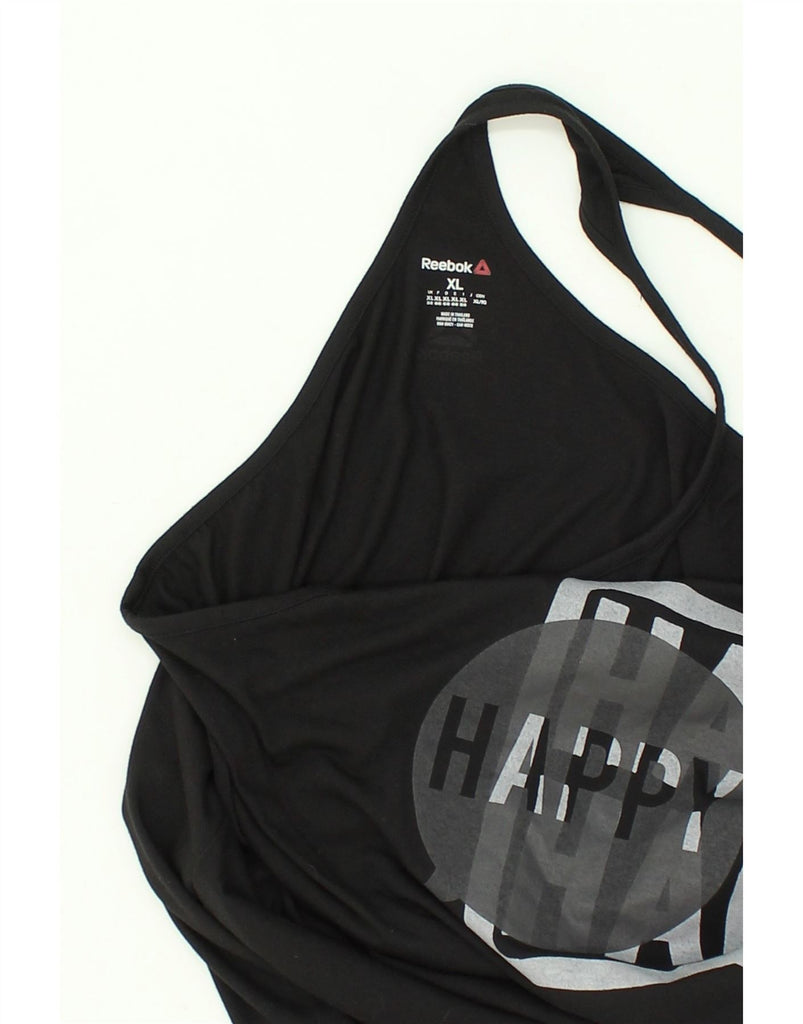 REEBOK Womens Graphic Vest Top UK 18 XL Black Polyester | Vintage Reebok | Thrift | Second-Hand Reebok | Used Clothing | Messina Hembry 