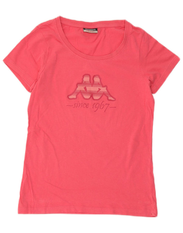 Kappa Womens Graphic T-Shirt Top UK 8 Small Pink Cotton