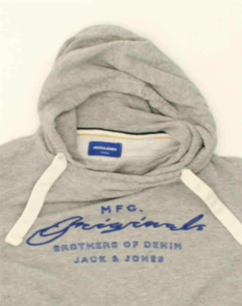 JACK & JONES Mens Graphic Hoodie Jumper Medium Grey Cotton | Vintage Jack & Jones | Thrift | Second-Hand Jack & Jones | Used Clothing | Messina Hembry 