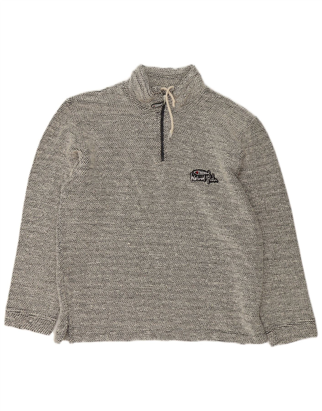 Weird Fish Mens Zip Neck Sweatshirt Jumper Small Grey Cotton