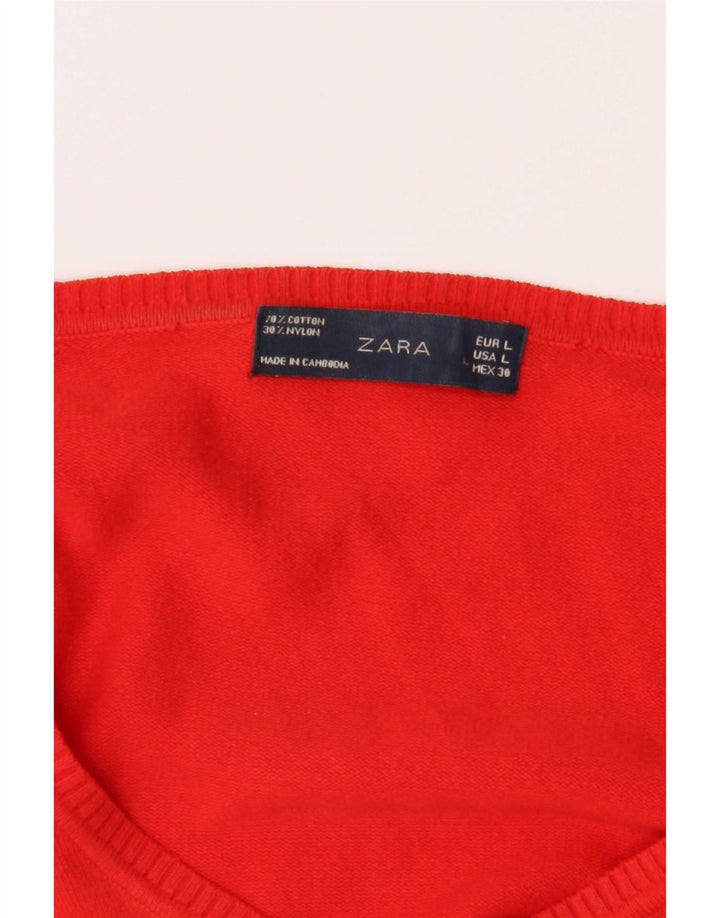 Zara Womens Cardigan Sweater UK 14 Large Red