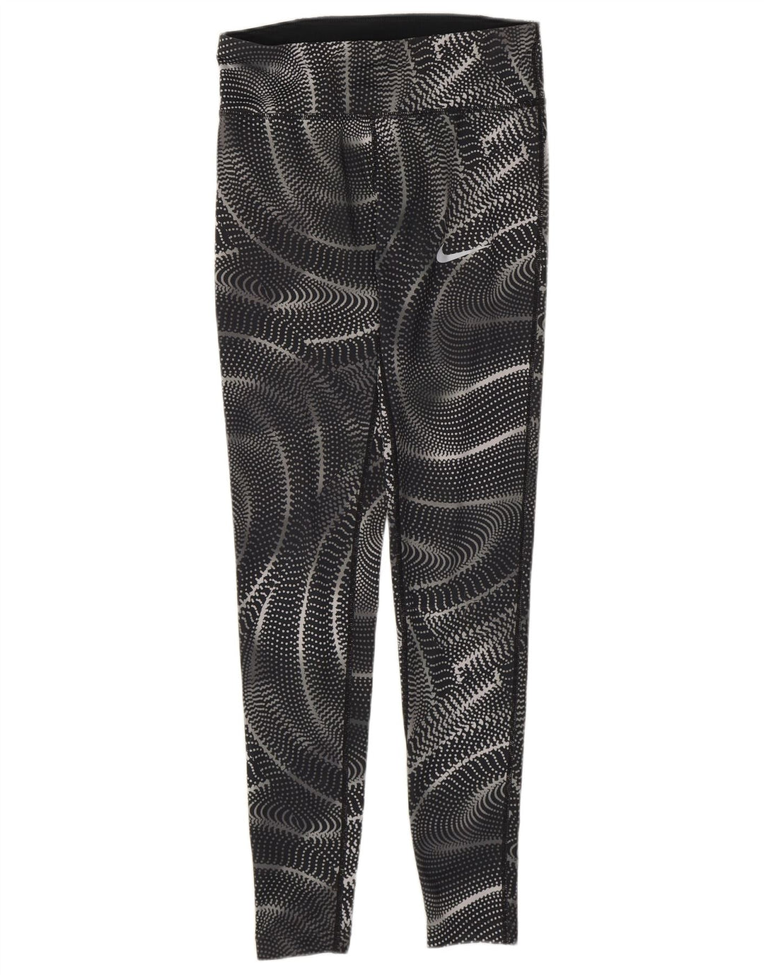 Nike Womens Dri Fit Leggings UK 6 XS  Black Geometric Polyester