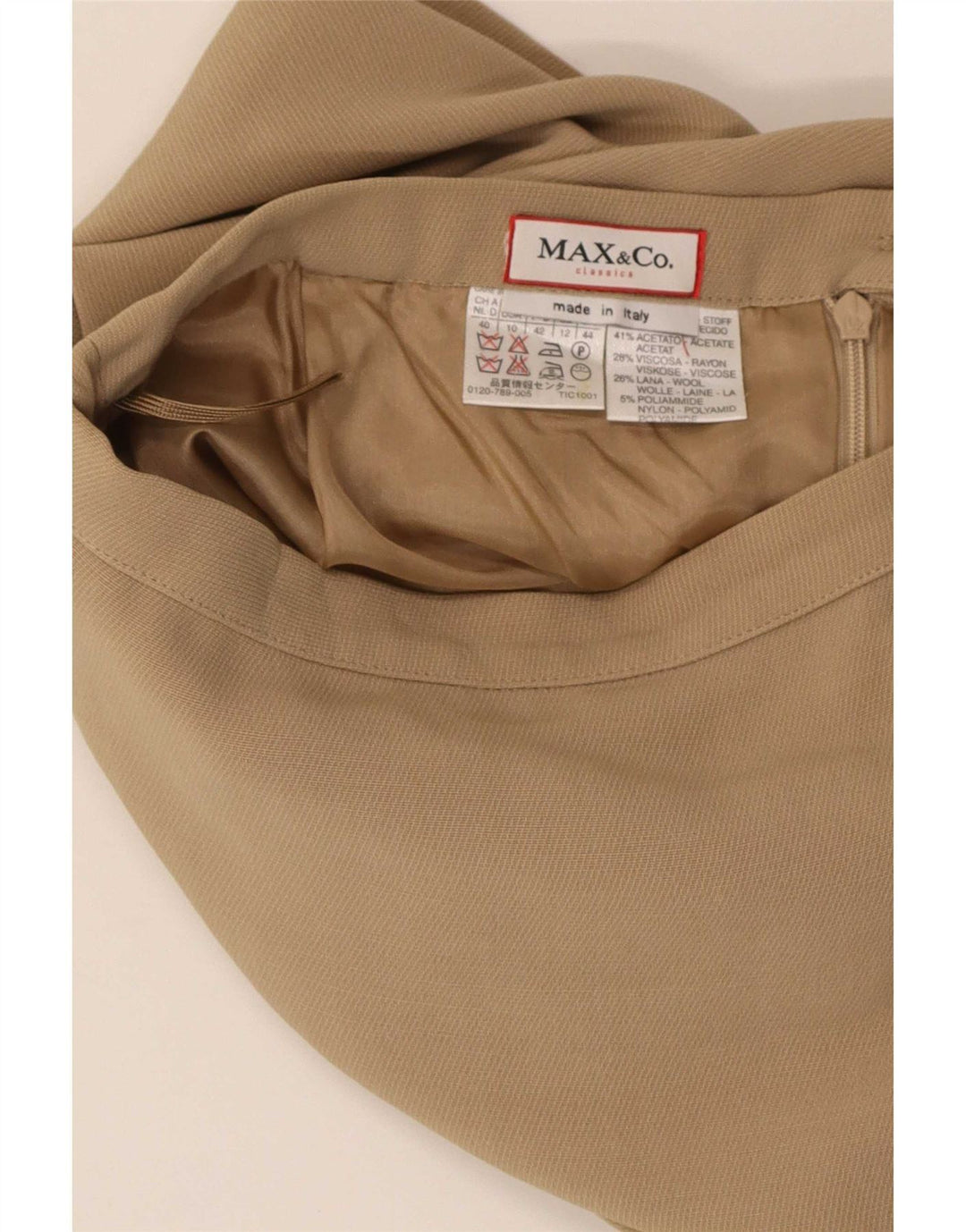 Max & Co. Womens Pencil Skirt UK 12 Medium W28 Beige Acetate