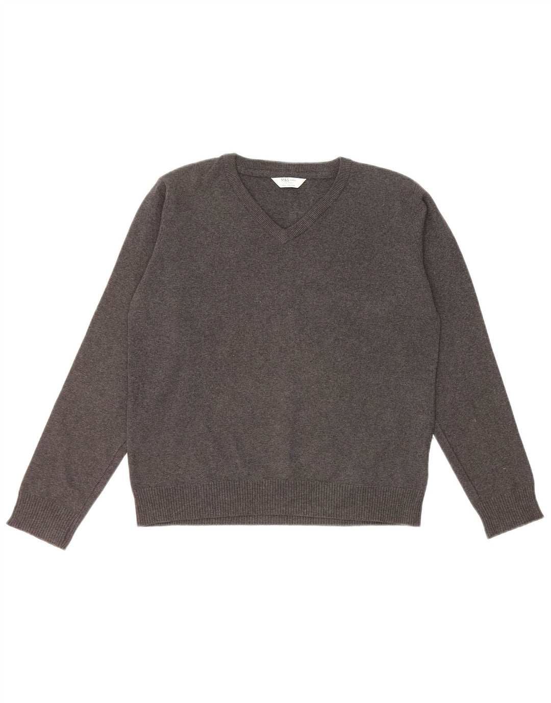 Marks & Spencer Boys V-Neck Jumper Sweater 12-13 Years Grey Cotton