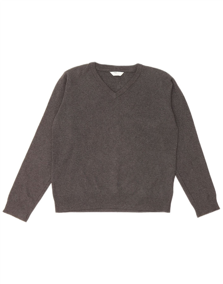 Marks & Spencer Boys V-Neck Jumper Sweater 12-13 Years Grey Cotton