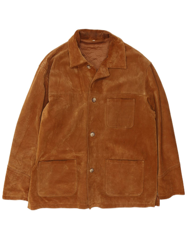 Vintage Mens Suede Jacket UK 44 2XL Brown Leather