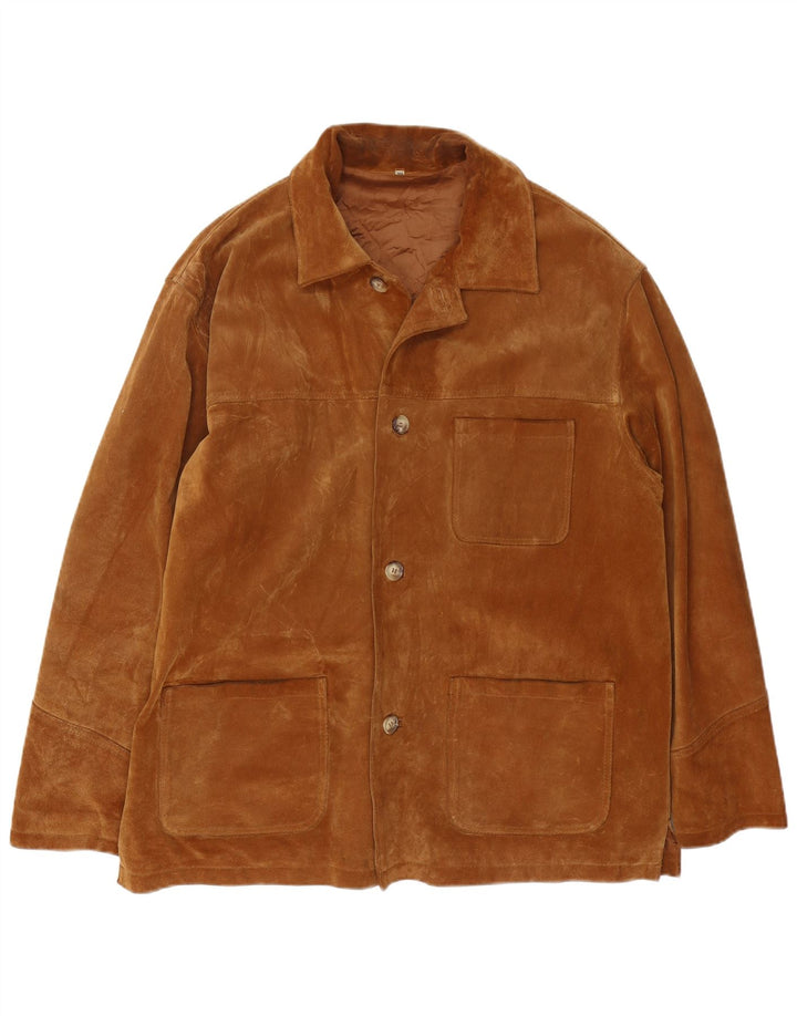Vintage Mens Suede Jacket UK 44 2XL Brown Leather