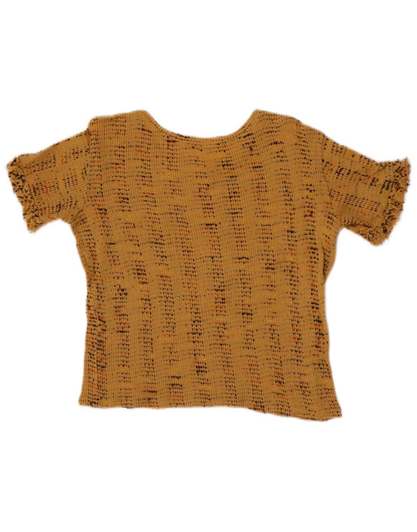 Zara Womens Crop Blouse Top UK 10 Small Beige Striped