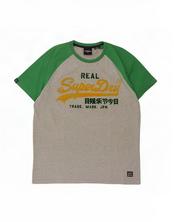 Superdry Mens Graphic T-Shirt Top XL Grey Colourblock Cotton
