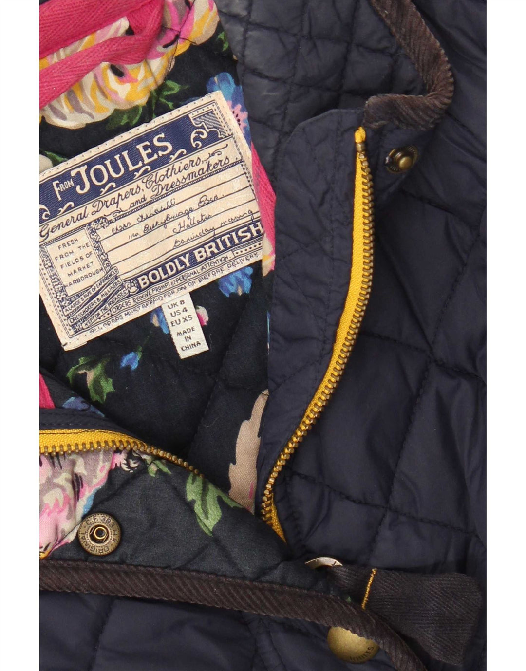 Joules Womens Quilted Jacket UK 8 Small Navy Blue Polyamide