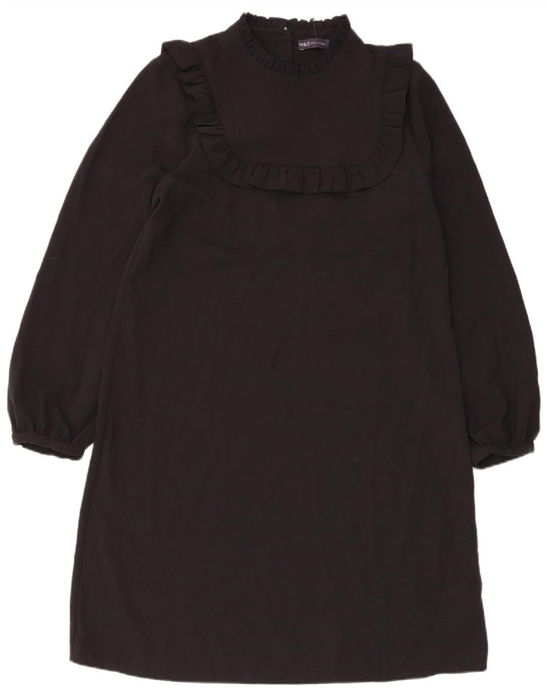 Marks & Spencer Womens Long Sleeve Shift Dress UK 12 Medium Black