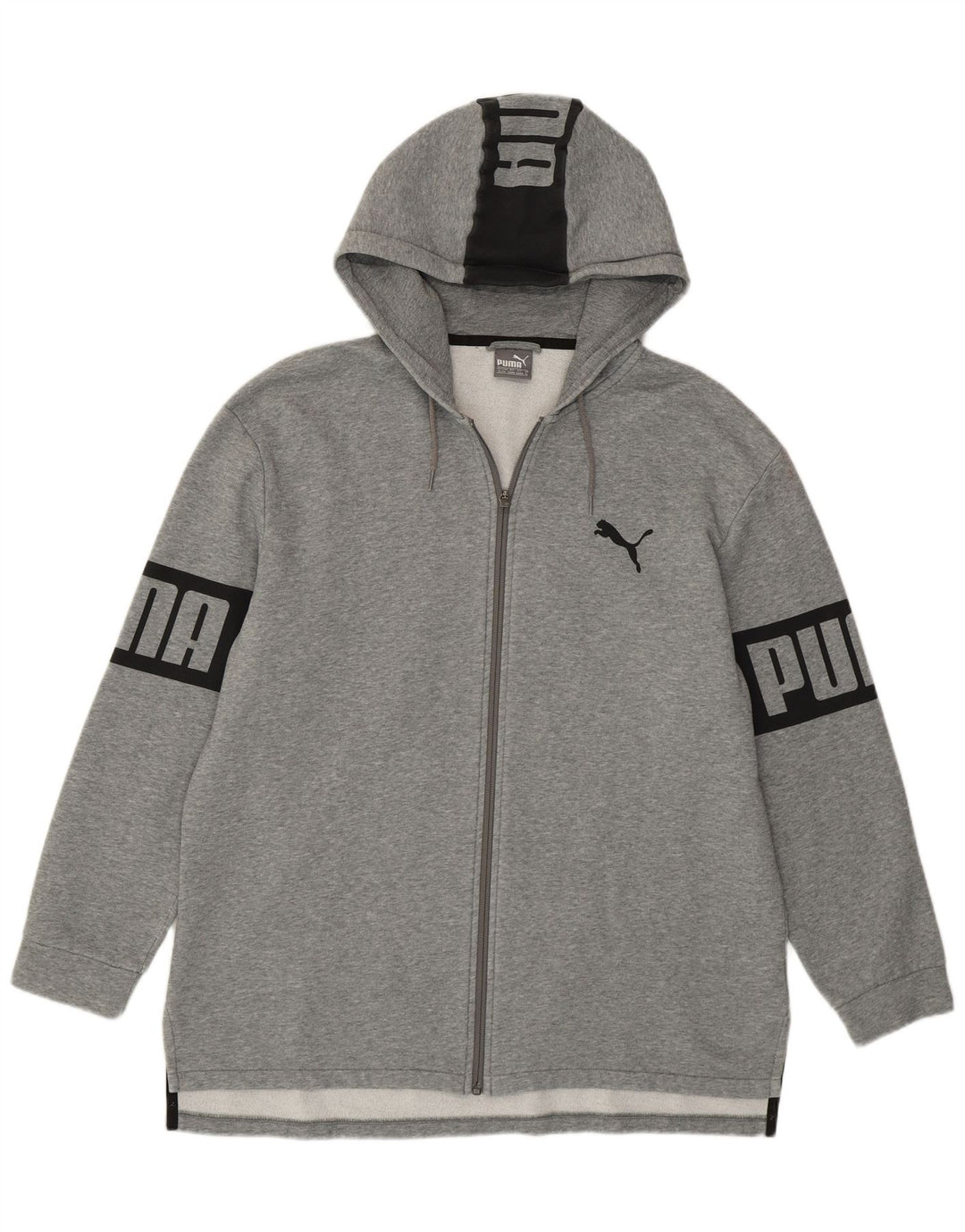 Puma Mens Graphic Zip Hoodie Sweater XL Grey Cotton