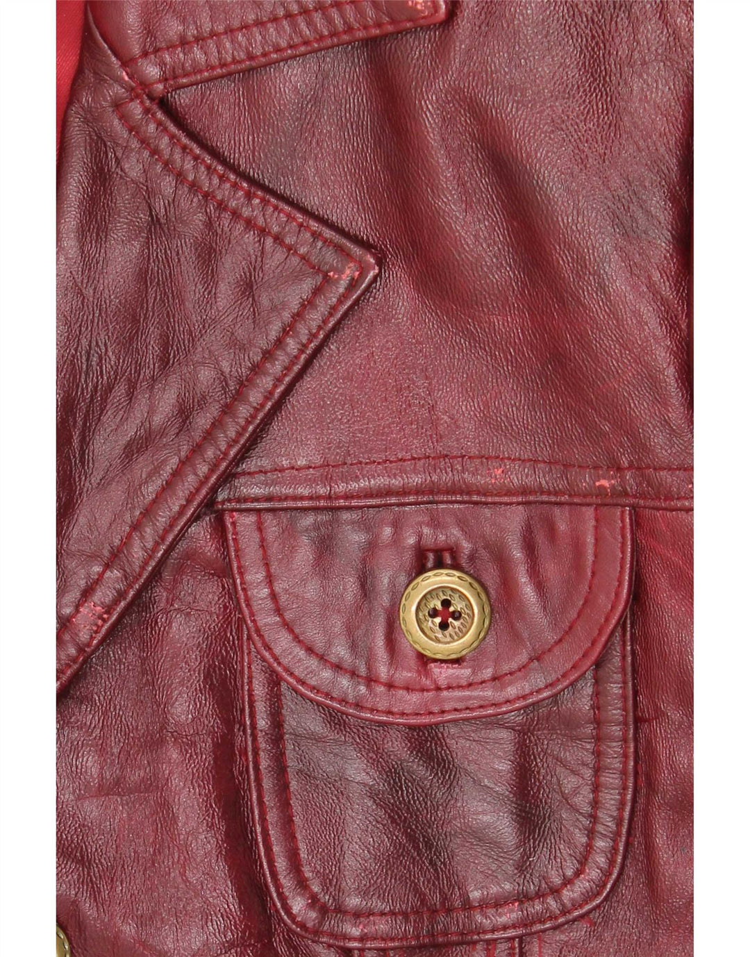 Vintage Womens Leather Jacket UK 26 5XL Burgundy