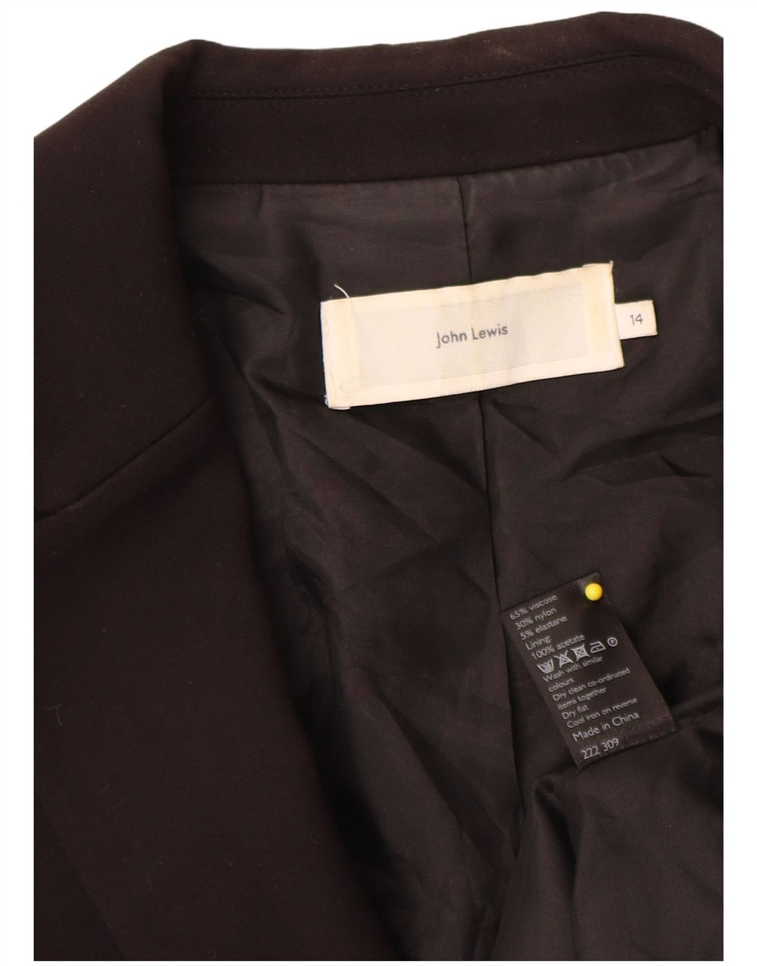 John Lewis Womens 2 Button Blazer Jacket UK 14 Medium Black Viscose