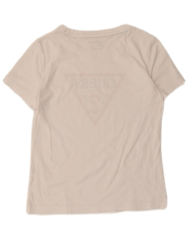 Guess Womens Graphic T-Shirt Top UK 6 XS White Cotton