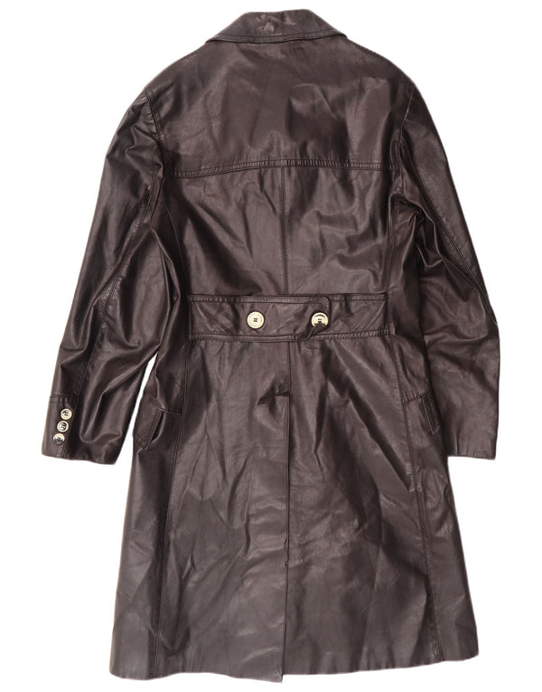 Vintage Mens Leather Coat IT 46 Small Black Leather Classic