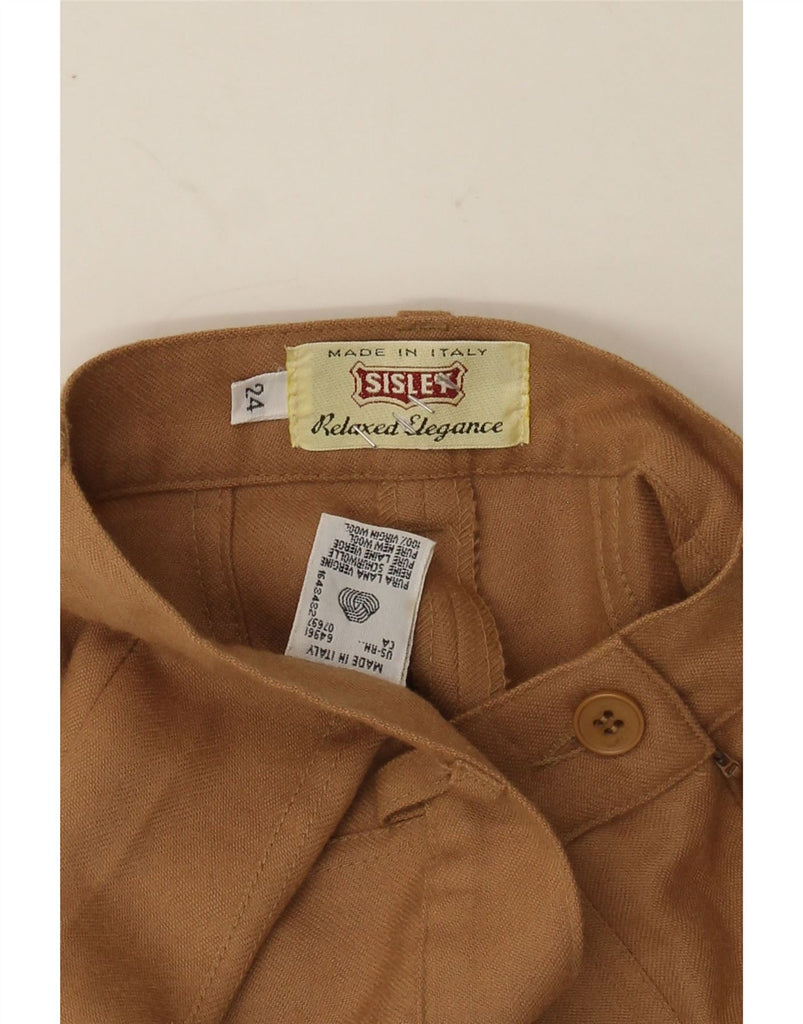 SISLEY Womens Relaxed Fit Casual Trousers W24 L24 Brown Virgin Wool Vintage Sisley and Second-Hand Sisley from Messina Hembry 