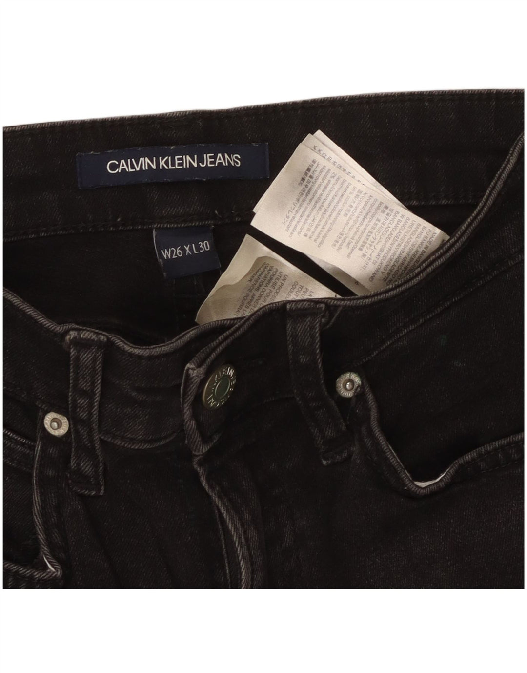 CALVIN KLEIN Womens Skinny Jeans W26 L30 Black Cotton