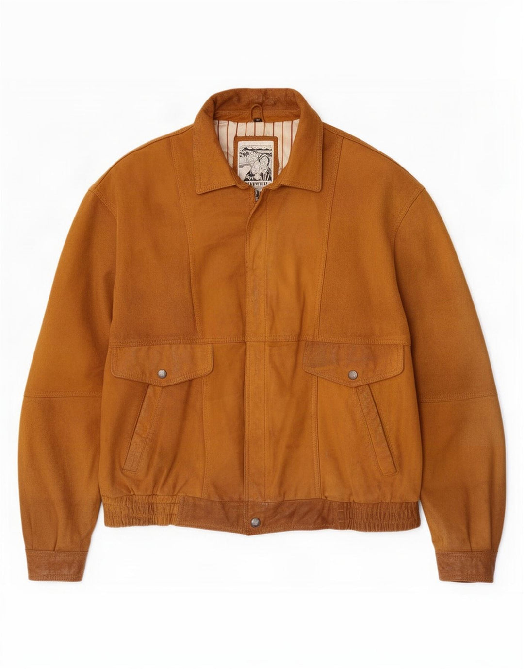 Trapper Mens Bomber Suede Jacket IT 50 Large Brown Leather