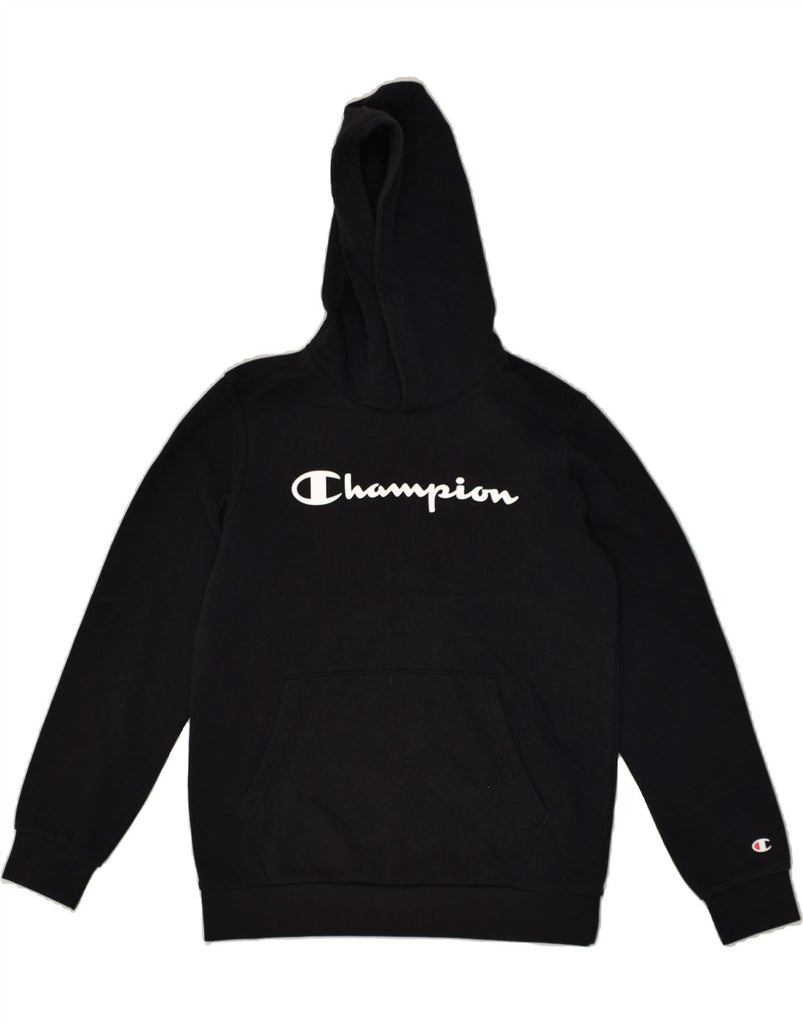 CHAMPION Boys Graphic Hoodie Jumper 13-14 Years XL Black Cotton | Vintage Champion | Thrift | Second-Hand Champion | Used Clothing | Messina Hembry 