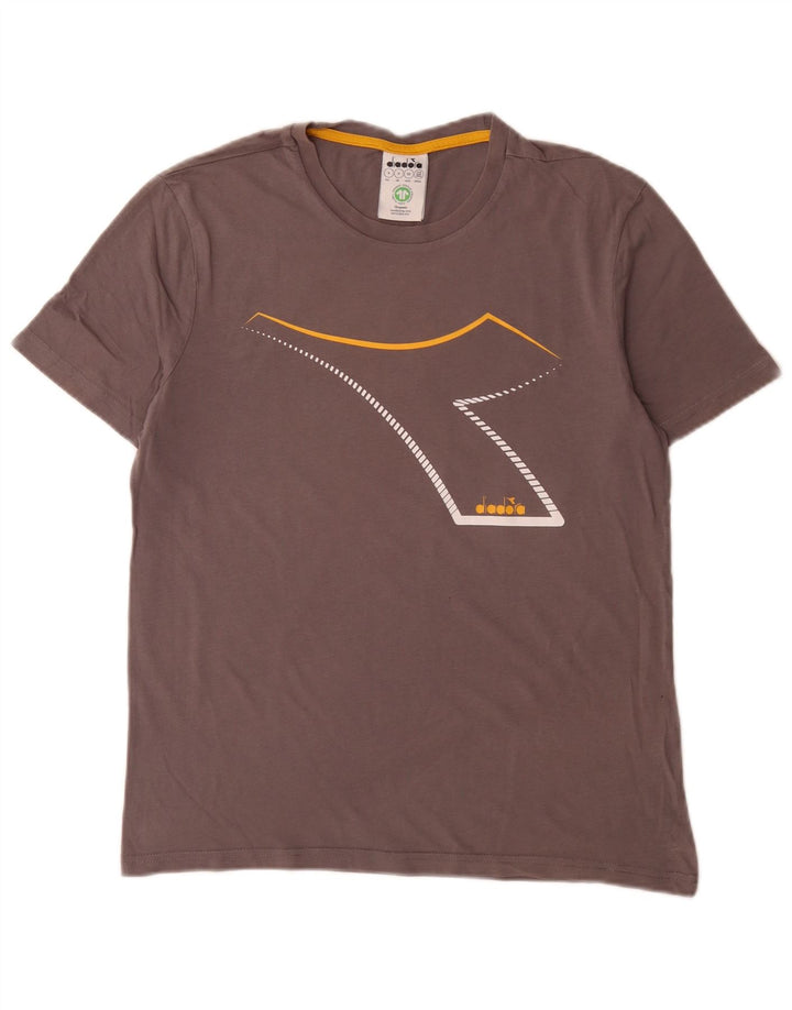 Diadora Mens Graphic T-Shirt Top Small Grey Cotton