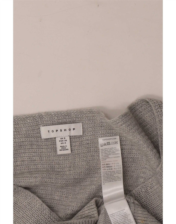 Topshop Womens Top Long Sleeve UK 8 Small  Grey Acrylic