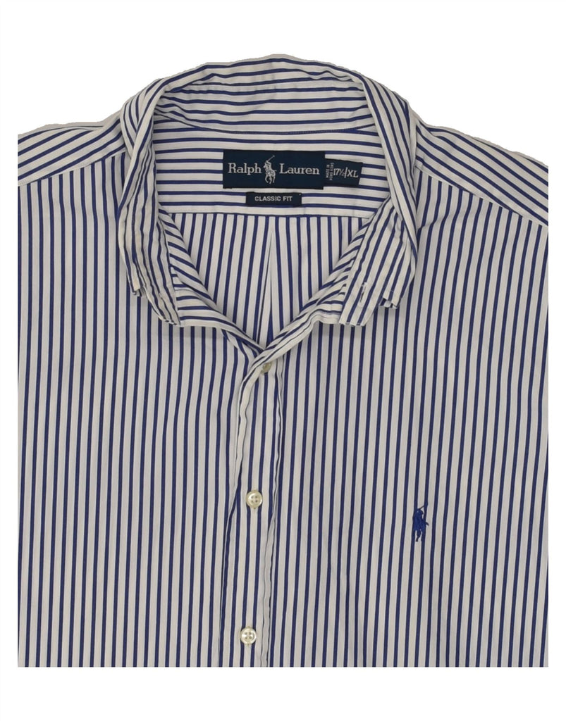 RALPH LAUREN Mens Classic Fit Shirt Size 17 1/2 XL Blue Striped Cotton | Vintage Ralph Lauren | Thrift | Second-Hand Ralph Lauren | Used Clothing | Messina Hembry 