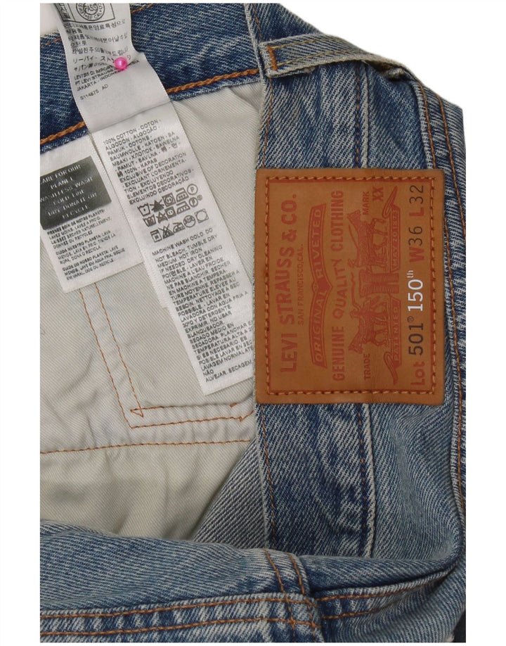Levi's Mens 501 Straight Jeans W36 L32 Blue Patchwork Cotton