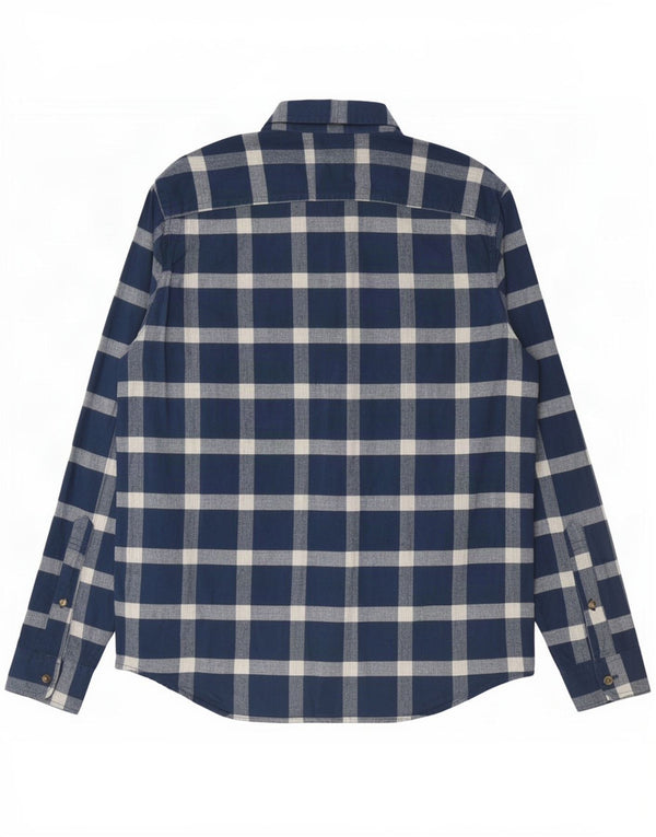 Hollister Mens Stretch Shirt Medium Navy Blue Check Cotton