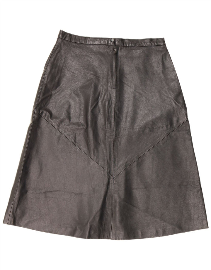 Vintage Womens Leather Skirt IT 52 2XL W32  Black