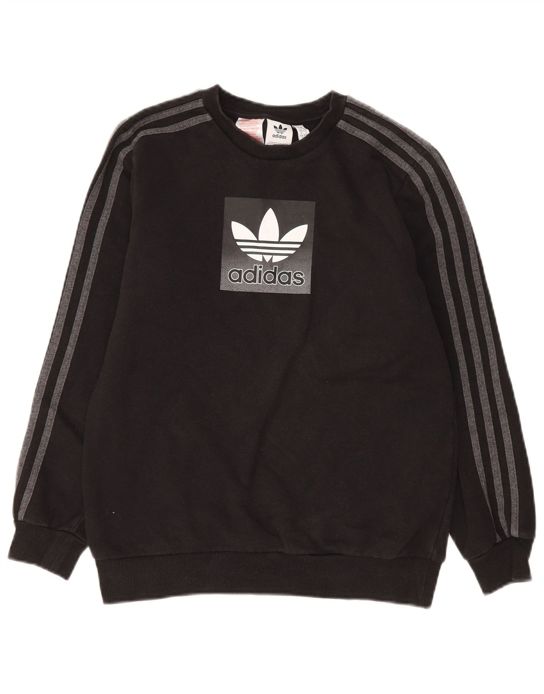 Adidas Boys Graphic Sweatshirt Jumper 13-14 Years Black Cotton