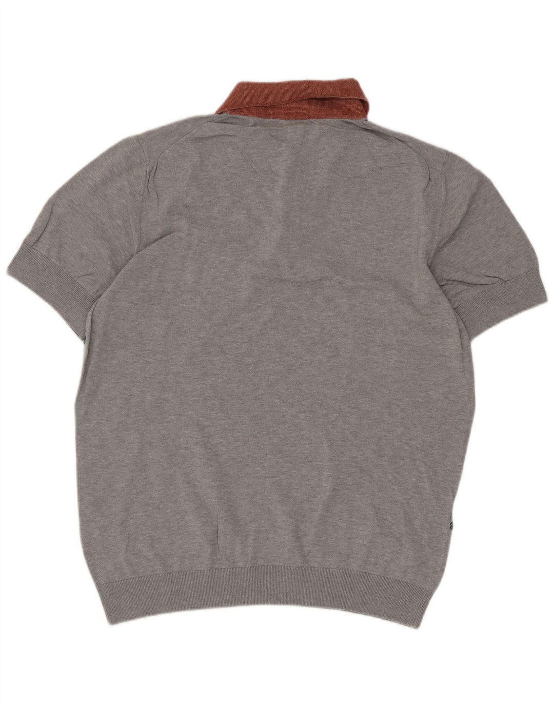 Hugo Boss Mens Short Sleeve Polo Neck Jumper Sweater Medium Grey Chevron