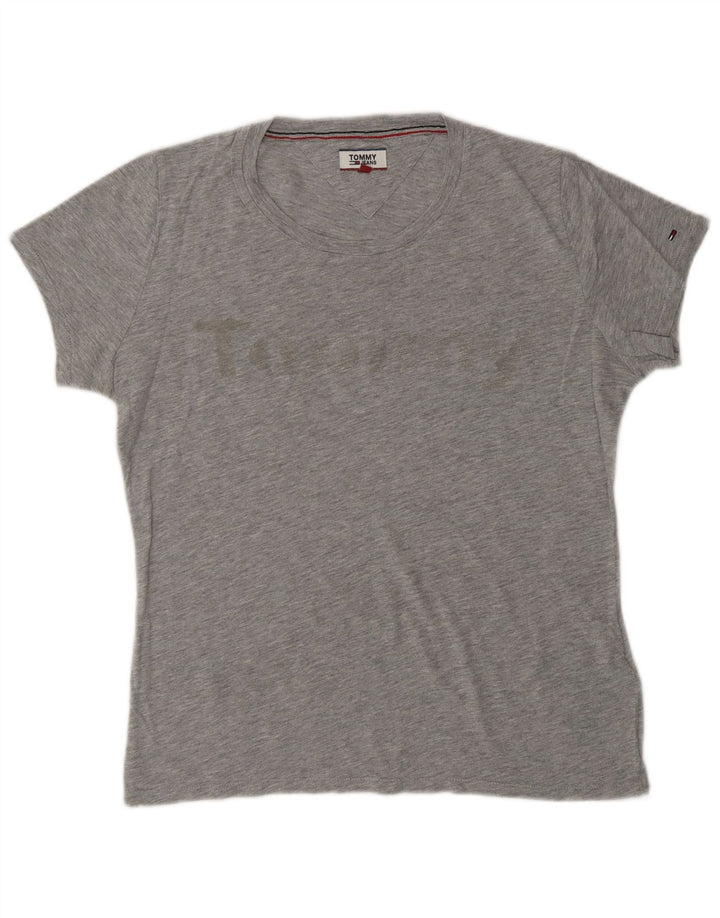 TOMMY HILFIGER Womens Oversized Graphic T-Shirt Top UK 10 Small Grey