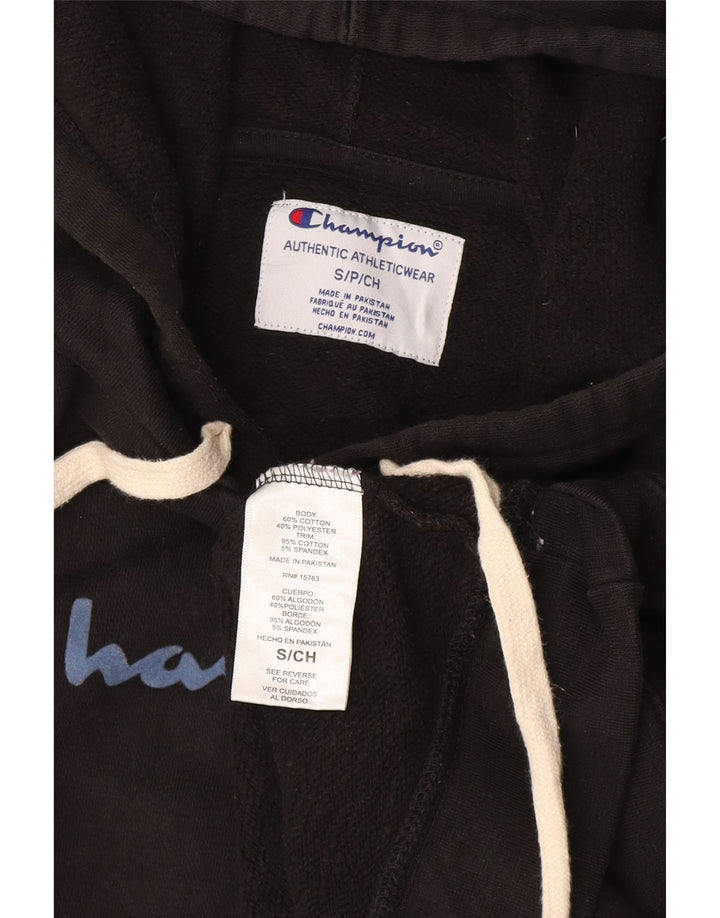 CHAMPION Mens Graphic Hoodie Jumper Small Black Cotton