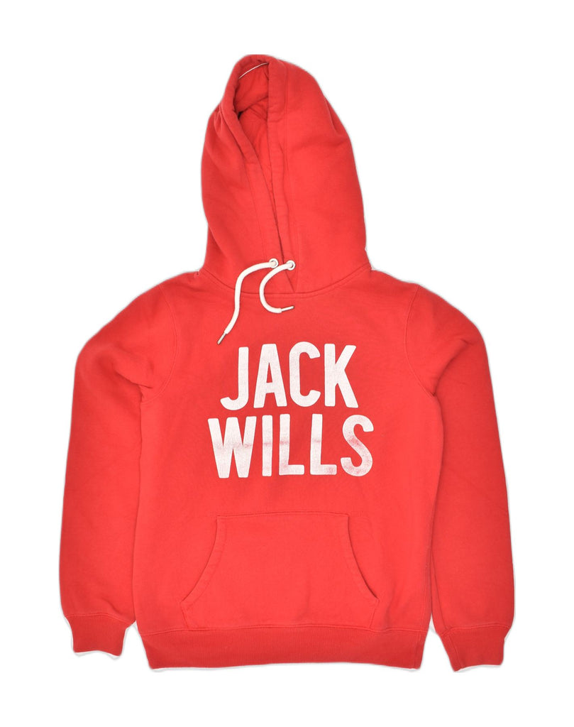 JACK WILLS Womens Graphic Hoodie Jumper UK 10 Small  Red Cotton | Vintage Jack Wills | Thrift | Second-Hand Jack Wills | Used Clothing | Messina Hembry 