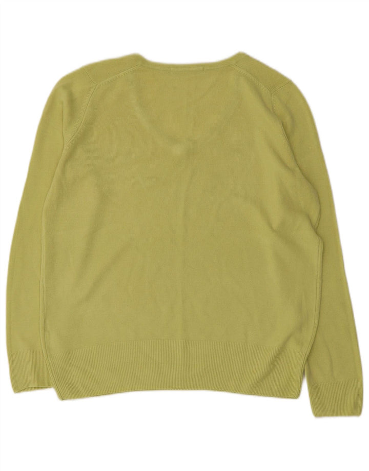 MARKS & SPENCER Womens Oversized V-Neck Jumper Sweater UK 10 Small Green